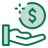 Icon illustration of a hand holding a coin
